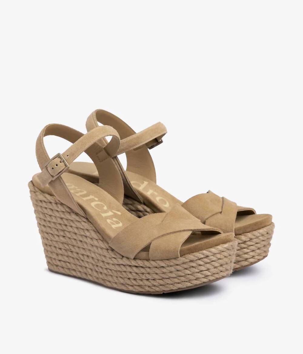 NEW PEDRO GARCIA women's dalys criss cross maritime wedge sandals in dijon